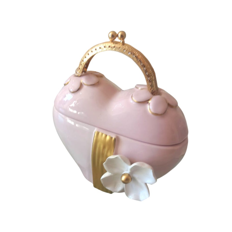 Dea Capodimonte – Borsetta Cuore Cipria con Decoro Oro 16x8x18 cm
