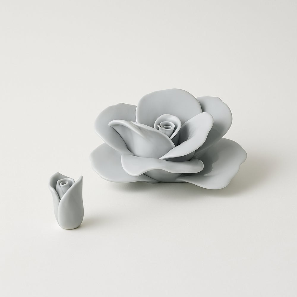 Dea Capodimonte Rosa Porta Candela Grigio Chiaro H 8x13 cm