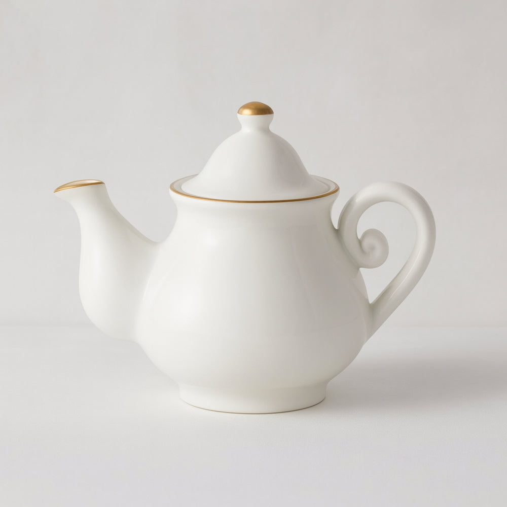 Dea Capodimonte Teiera Bianca con Filo Oro H 12x15 cm