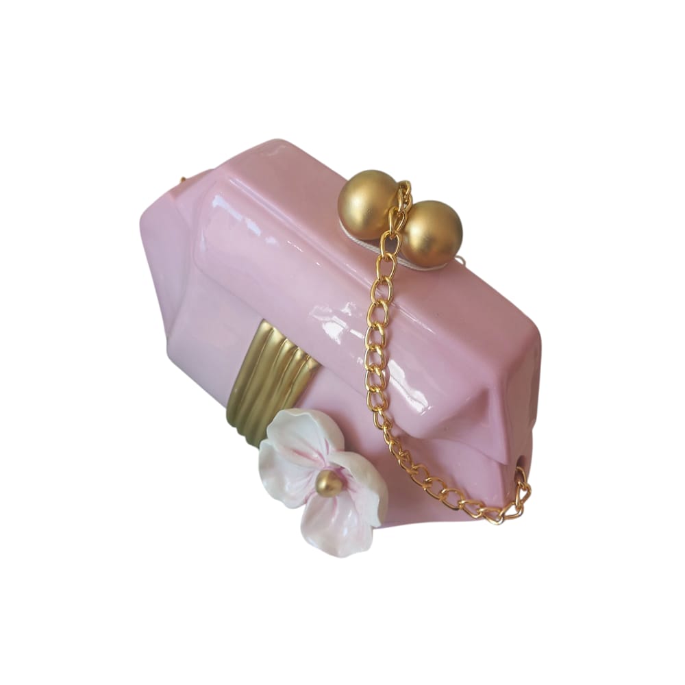 Dea Capodimonte – Borsetta Cipria con Catenina Dorata 18x7x14 cm