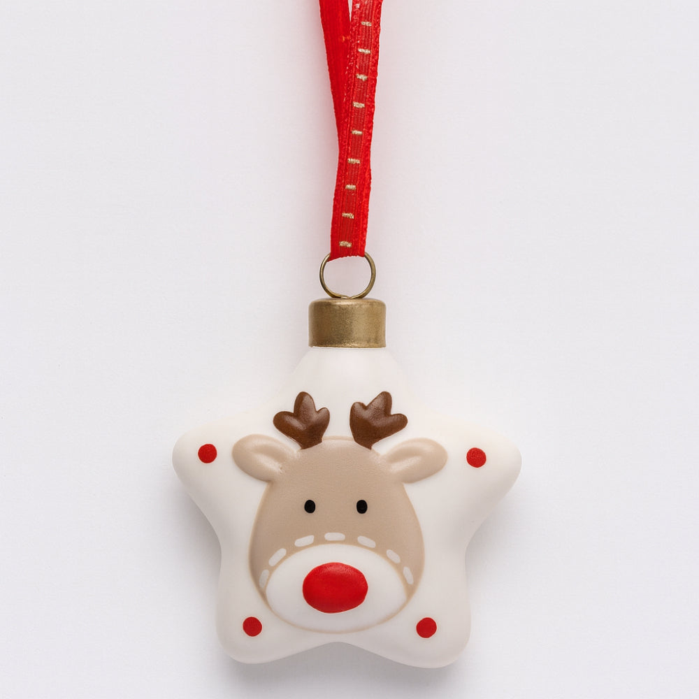 Decorazione Stella Rudolph Babbomatto H 8 cm per albero di Natale