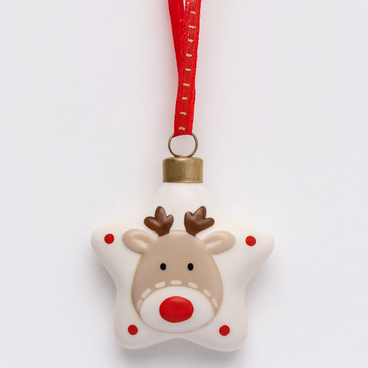 Decorazione Stella Rudolph Babbomatto H 8 cm per albero di Natale