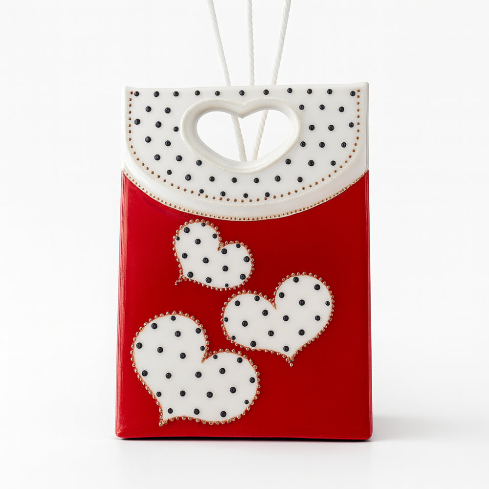 Diffusore Sharon porcellana rosso shopper bag cuore 16 cm