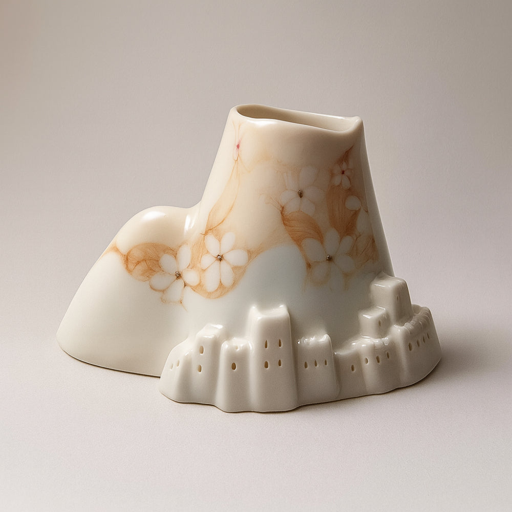 Diffusore Vesuvio Ser in porcellana Capodimonte celeste H 10x16 cm