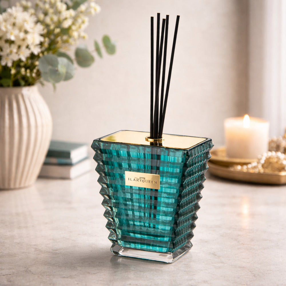 Diffusore in vetro verde Ilary Queen Taormina con profumo 10x13 cm