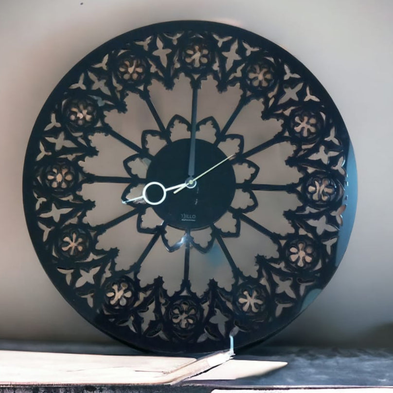 Dillo Orologio Da Parete Moderno In Acrilico Nero Design Grande 54cm Di Diametro