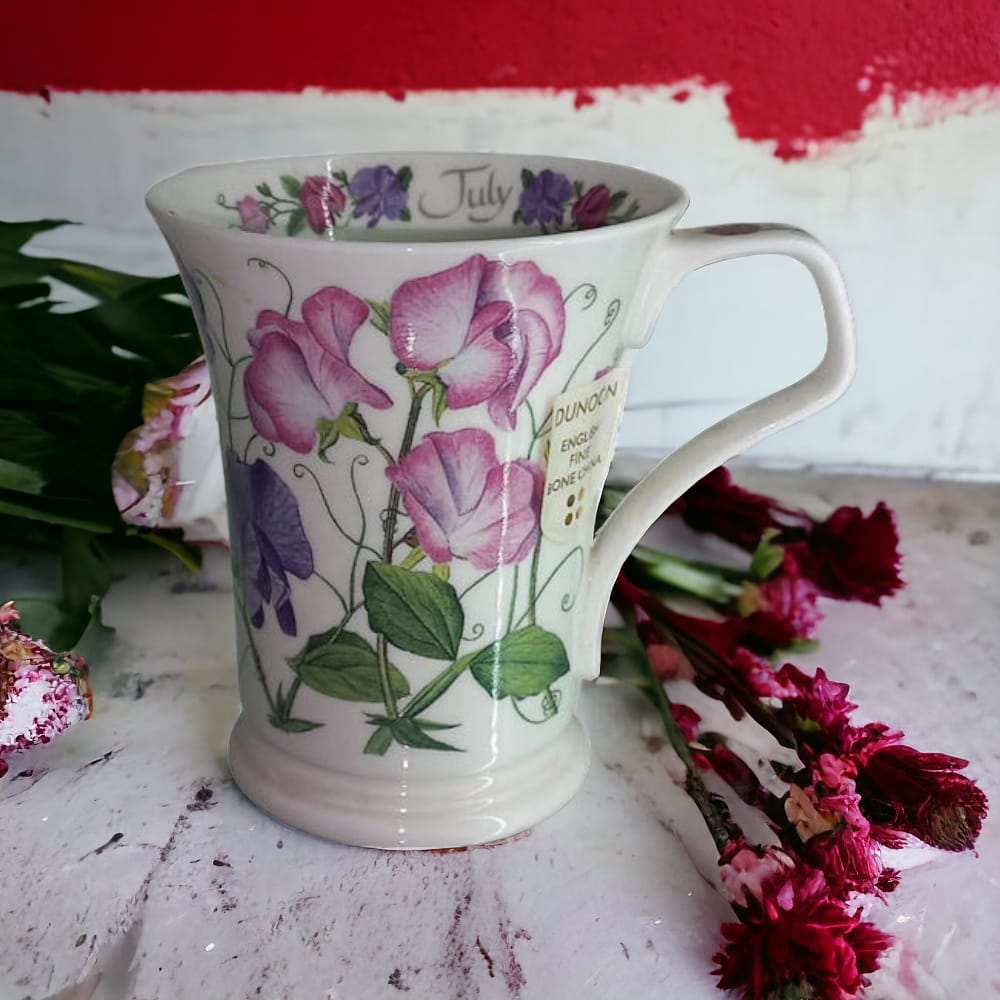 Dunoon Tazza Mug Fiori Del Mese 10cm In Porcellana Luglio