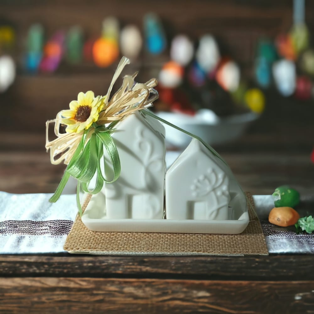 Easter Time – Sale e Pepe Casette in Porcellana con Confezione Pasquale (10,5x5,5x8 cm)