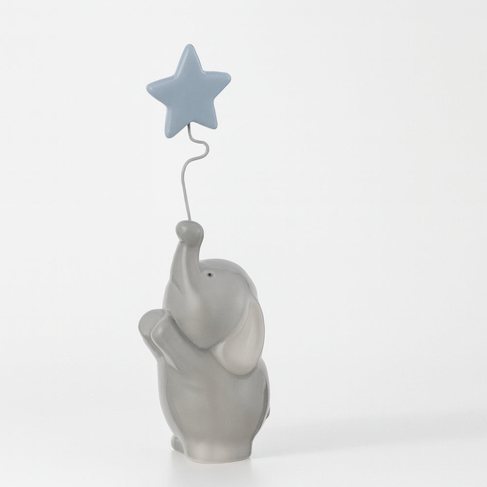 Elefante Ilary Queen in gres con stella rosa o celeste H 18 cm