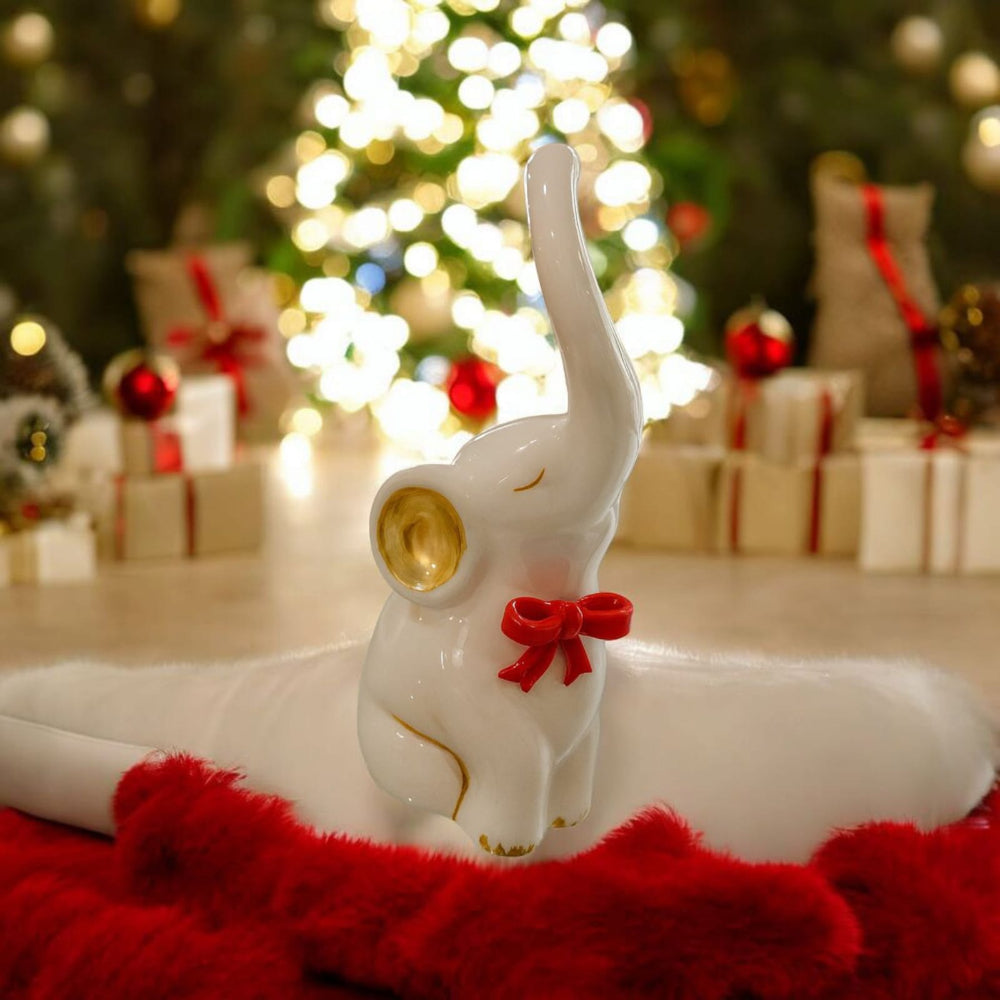 Elefante in porcellana Capodimonte Majello 26x9 cm decorazione