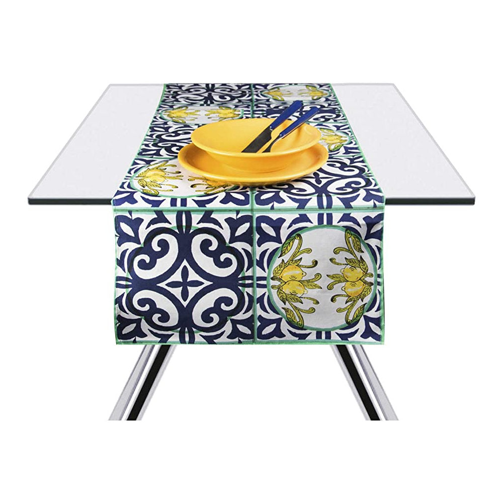 Excelsa Runner Amalfi Decoro Limoni 140x45cm in Cotone Made In Italy
