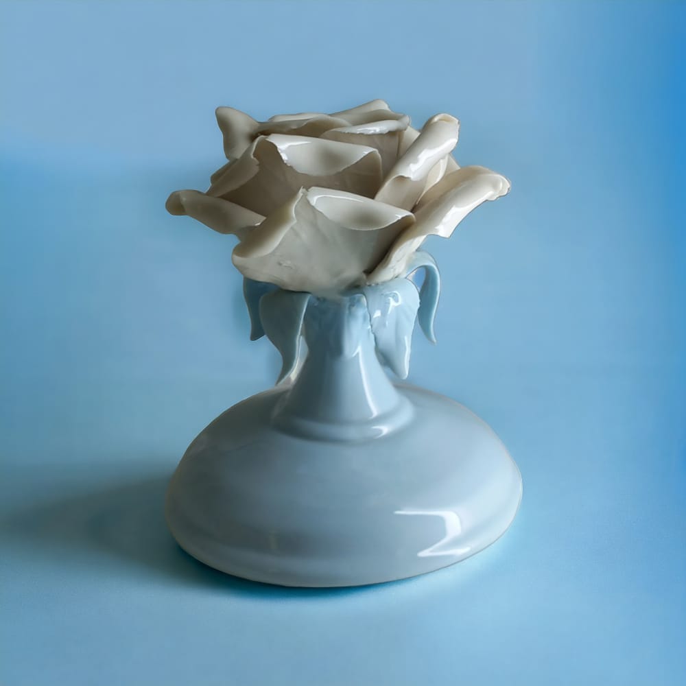 F.lli Majello Porta Candela Capodimonte Rosa Polvere H 10,5 cm