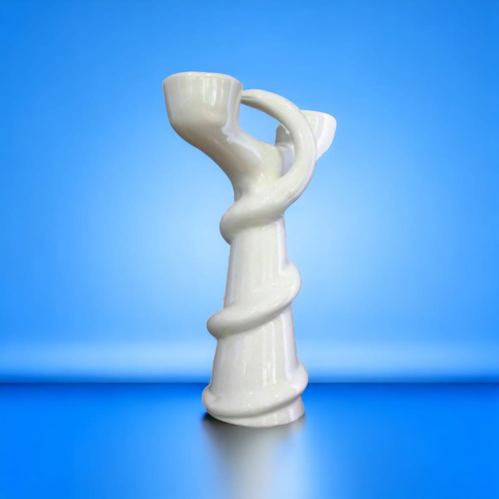 F.Lli Majello Porta Candele Capodimonte Serpente Caduceo In Porcellana Animalier