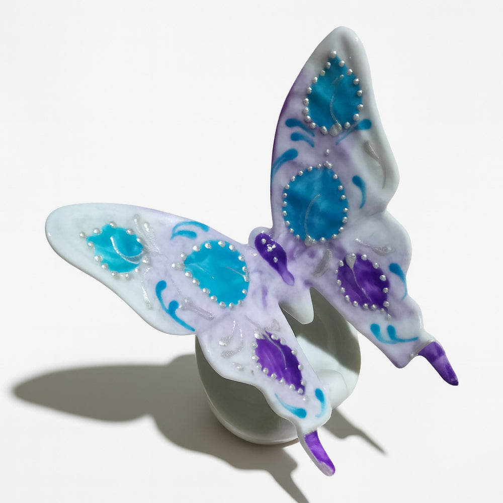 Farfalla in porcellana fine Sharon decorata con fiori H7,5x8 cm