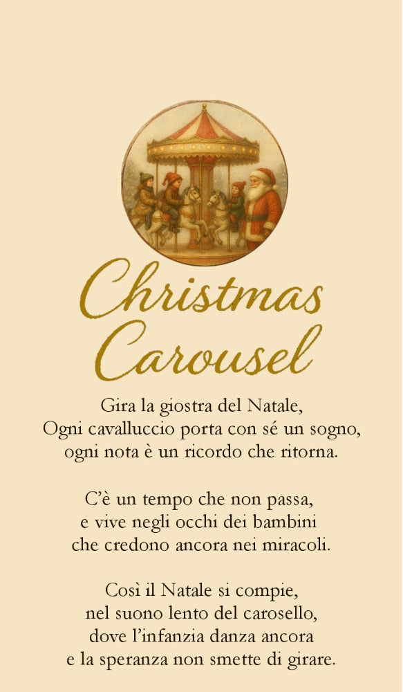 Fiocchi di Luce Christmas Carousel tamorra natalizia Ø10 cm con fiocco velluto rosso e decorazioni