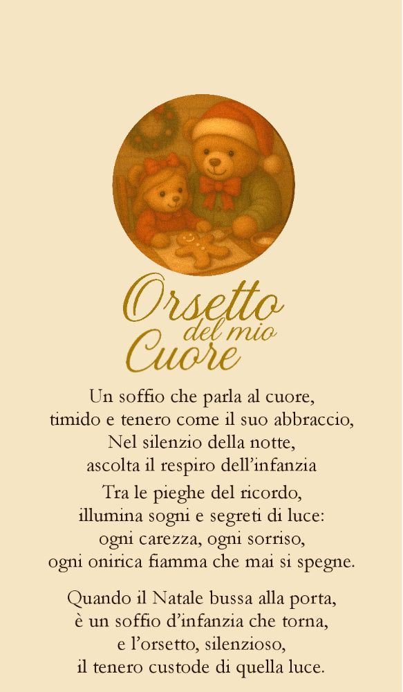 Fiocchi di Luce Orsetto del Cuore Tamorra Natalizia Ø10 cm L 23 cm (Biscotti)