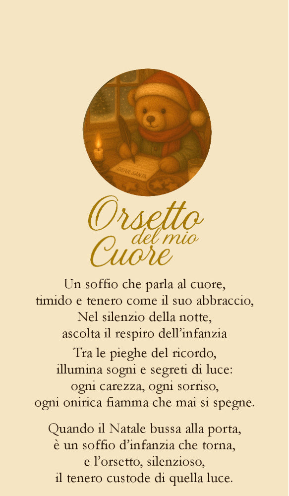 Fiocchi di Luce Orsetto del Cuore Tamorra Natalizia Ø10 cm L 23 cm (Lettera)