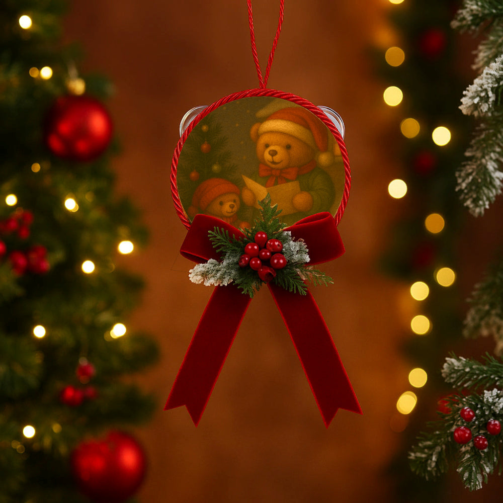 Fiocchi di Luce Orsetto del Cuore Tamorra Natalizia Ø10 cm L 23 cm (Poesia)