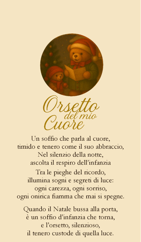 Fiocchi di Luce Orsetto del Cuore Tamorra Natalizia Ø10 cm L 23 cm (Poesia)