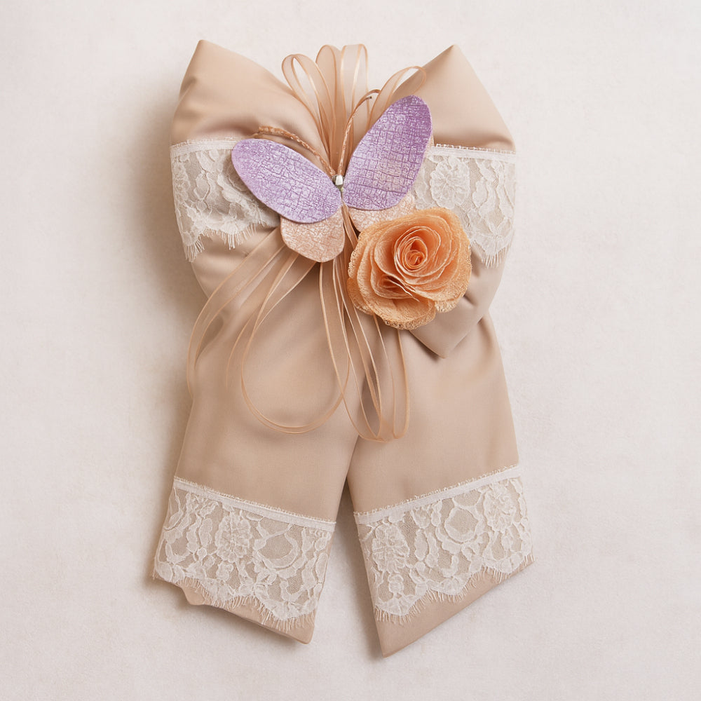 Fiocco decorativo con farfalla in ceramica artigianale 45x26 cm Made in Italy