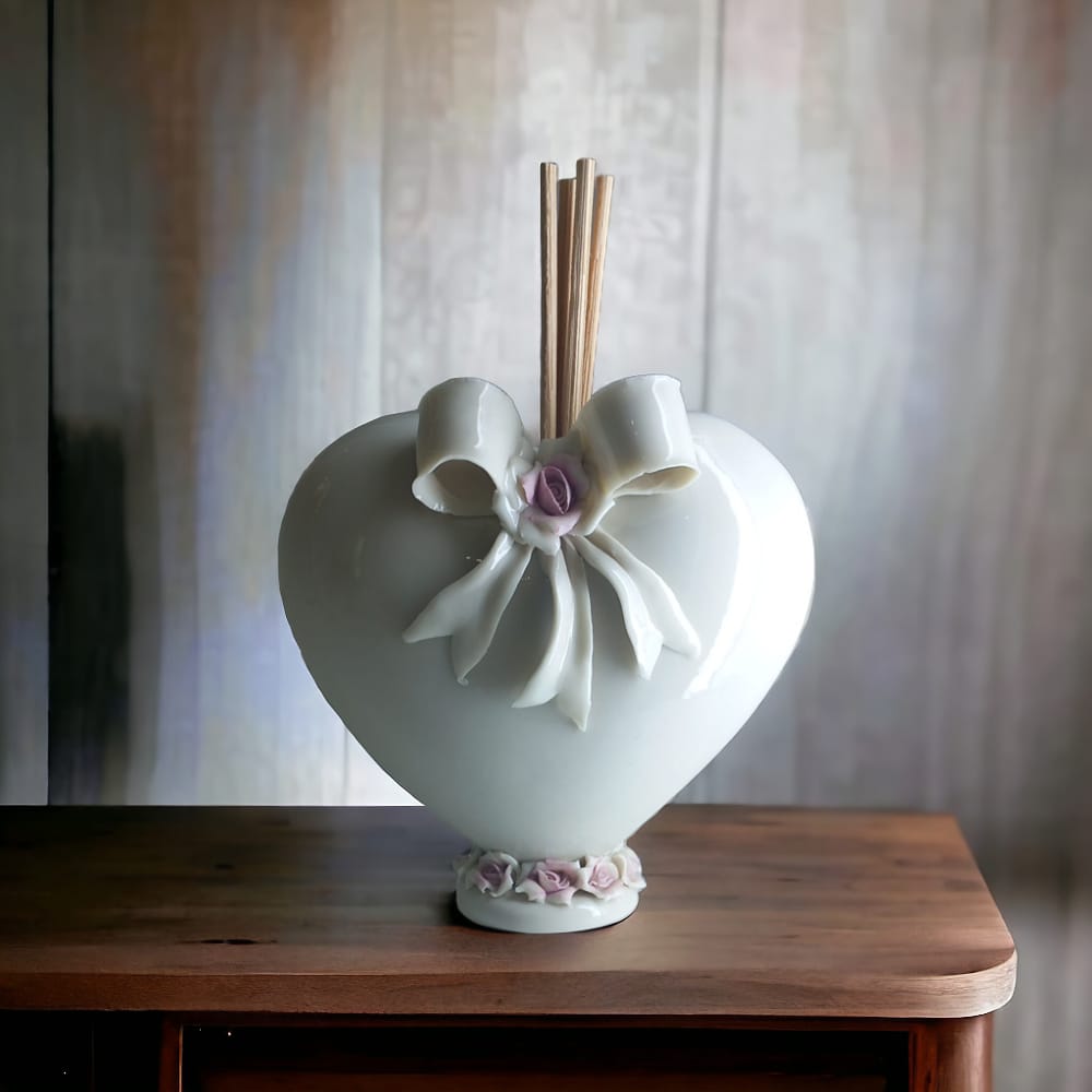 Copia del F.lli Majello Capodimonte Cuore Diffusore Rosa H.11x10,5cm