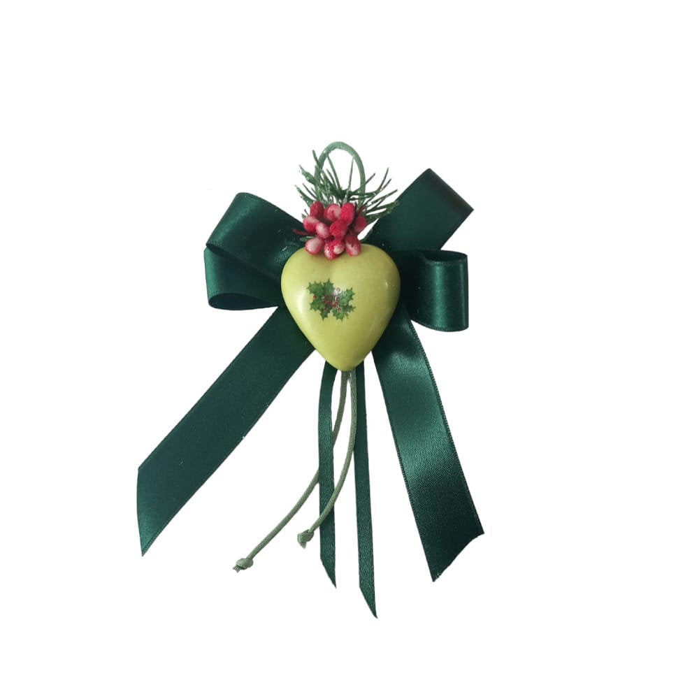 F.lli Majello – Cuore in Capodimonte con Fiocco per Albero di Natale (Fiocco L. 18 cm, Cuore 5x5 cm)