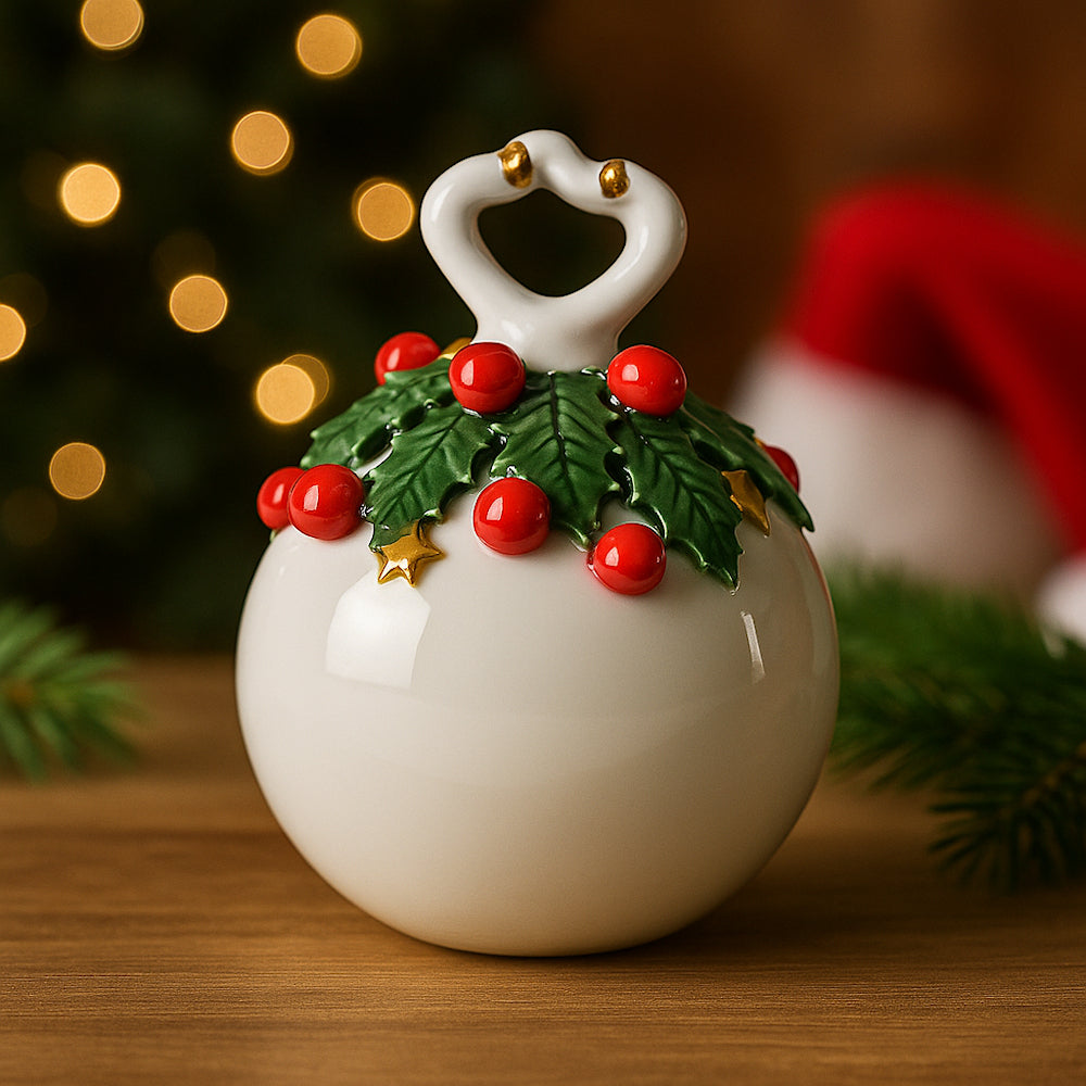 Flli Majello Sfera Natale Porcellana Capodimonte Bacche h12x1 0 cm