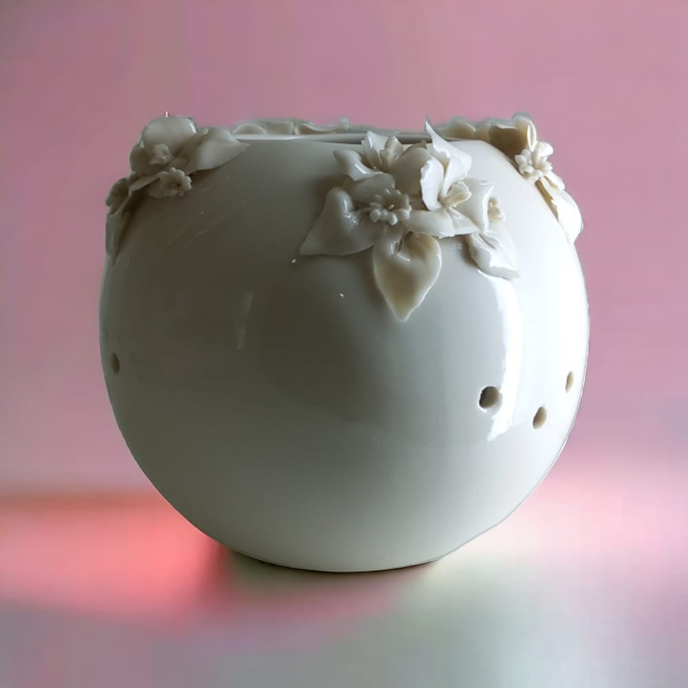 F.lli Majello Capodimonte Vaso Porta Candela Porcellana Bianca 11cm