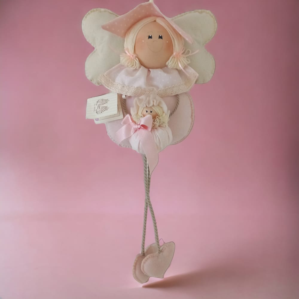 Angeli Di Dani Fuoriporta Rosa Angelo In Tessuto H 70 Cm