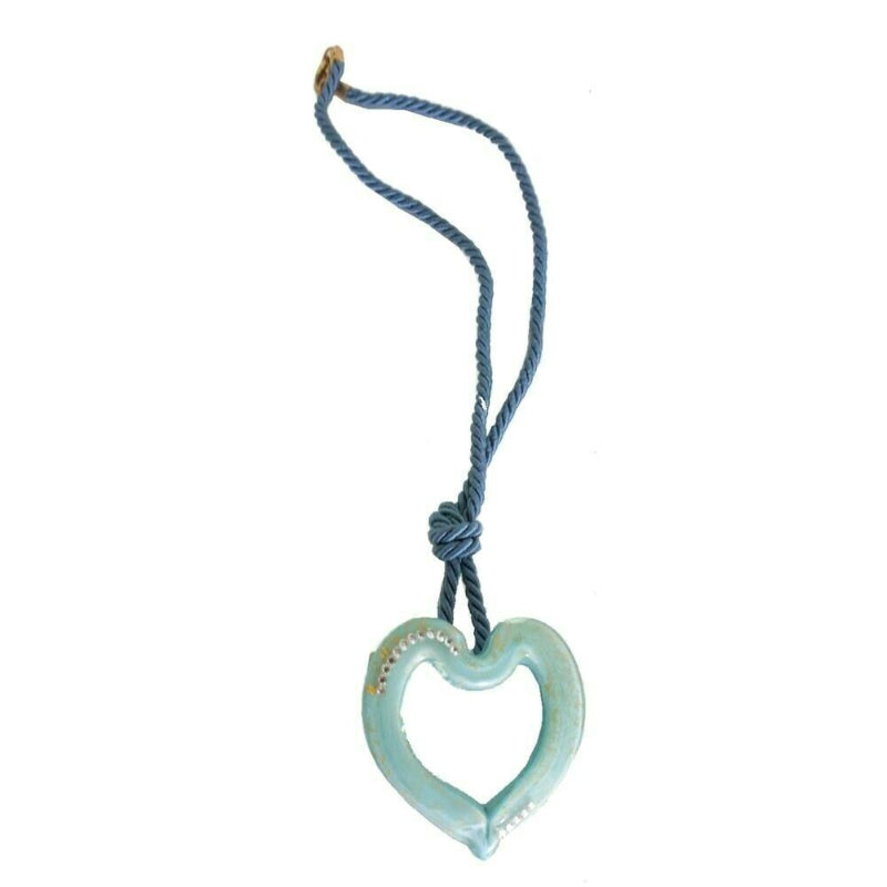 Gabbiani Murano Charm Cuore 5 Cm Cordoncino Pendente Acquamarina