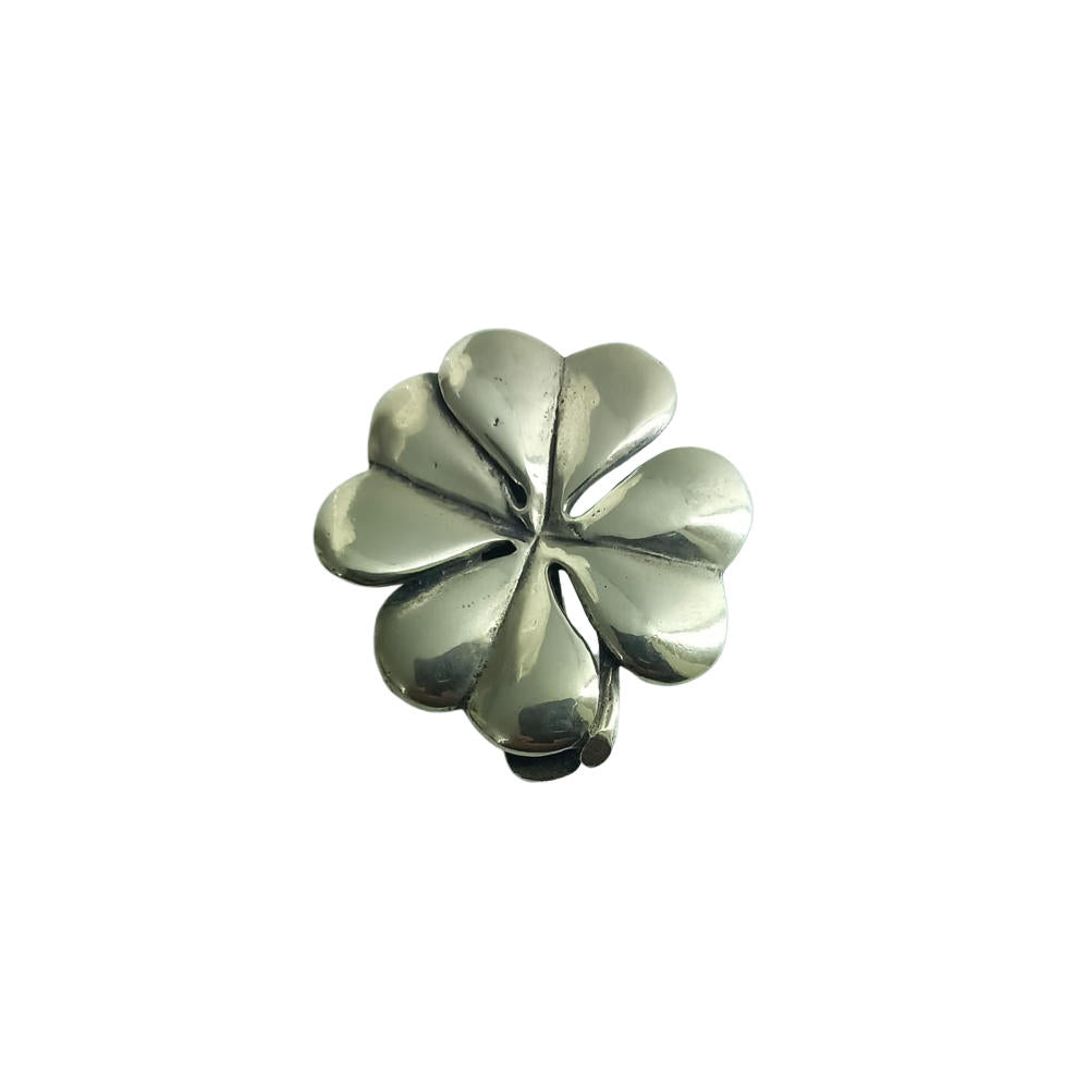 Giovanni Raspini Bronzo Bianco Porta Block Notes Quadrifoglio Diam.3,7 Cm