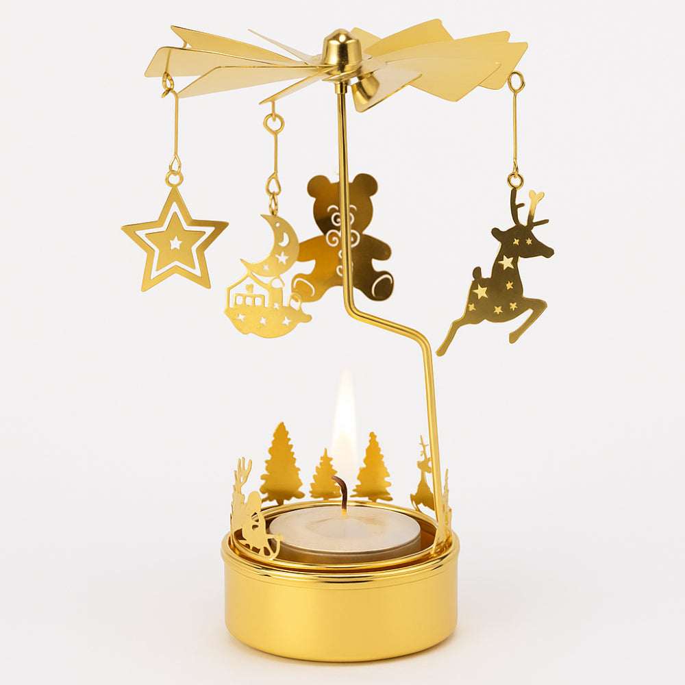 Girandole Babbomatto in metallo oro 14x7 cm con tea light rotante