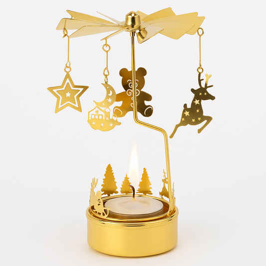 Girandole Babbomatto in metallo oro 14x7 cm con tea light rotante