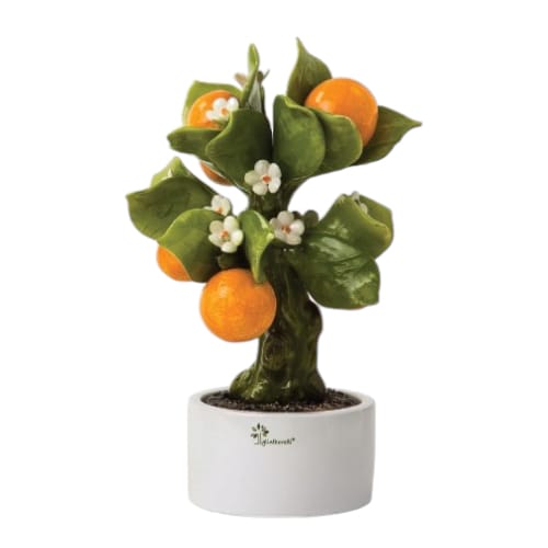 Gli Alberelli Allegri Arancio Grandi Varie Misure in Porcellana di Capodimonte Made In Italy