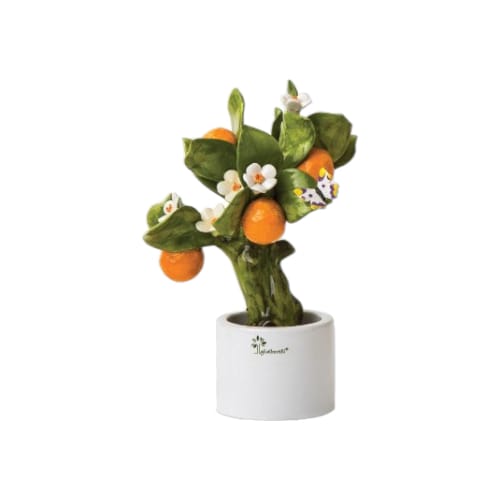 Gli Alberelli Allegri Arancio Grandi Varie Misure in Porcellana di Capodimonte Made In Italy