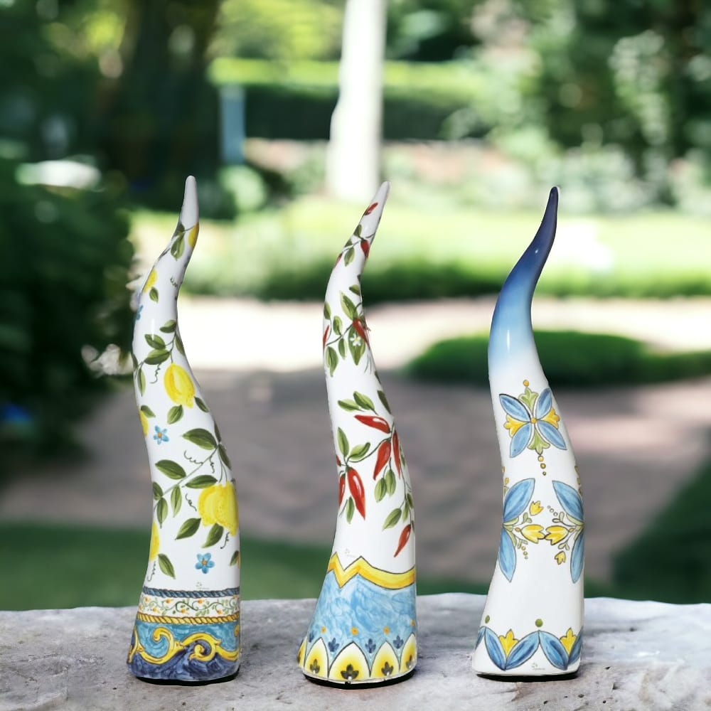Gli Alberelli Corni in Capodimonte Dipinti a Mano - Limone Peperoncino e Vietri Made in Italy