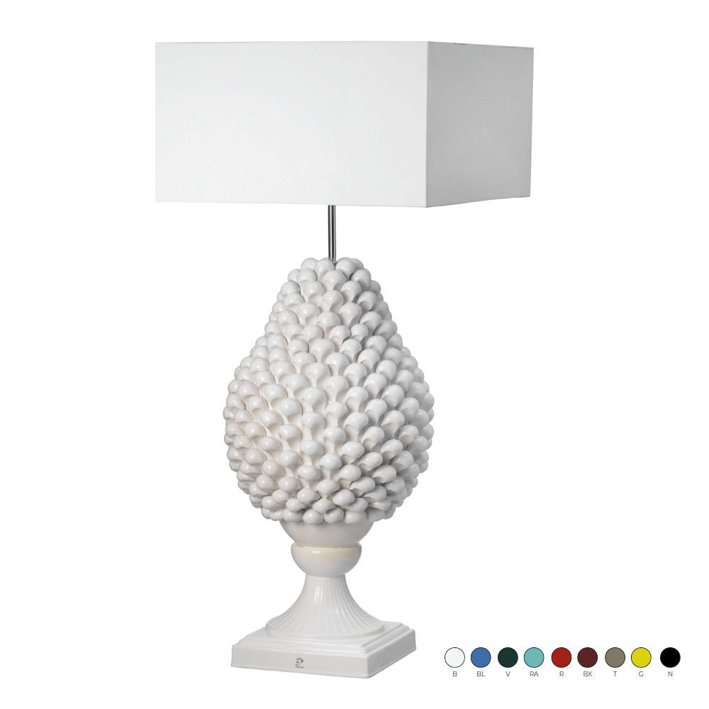 Gli Alberelli Large Capodimonte Pine Cone Lamp Hand Painted 32×105 cm