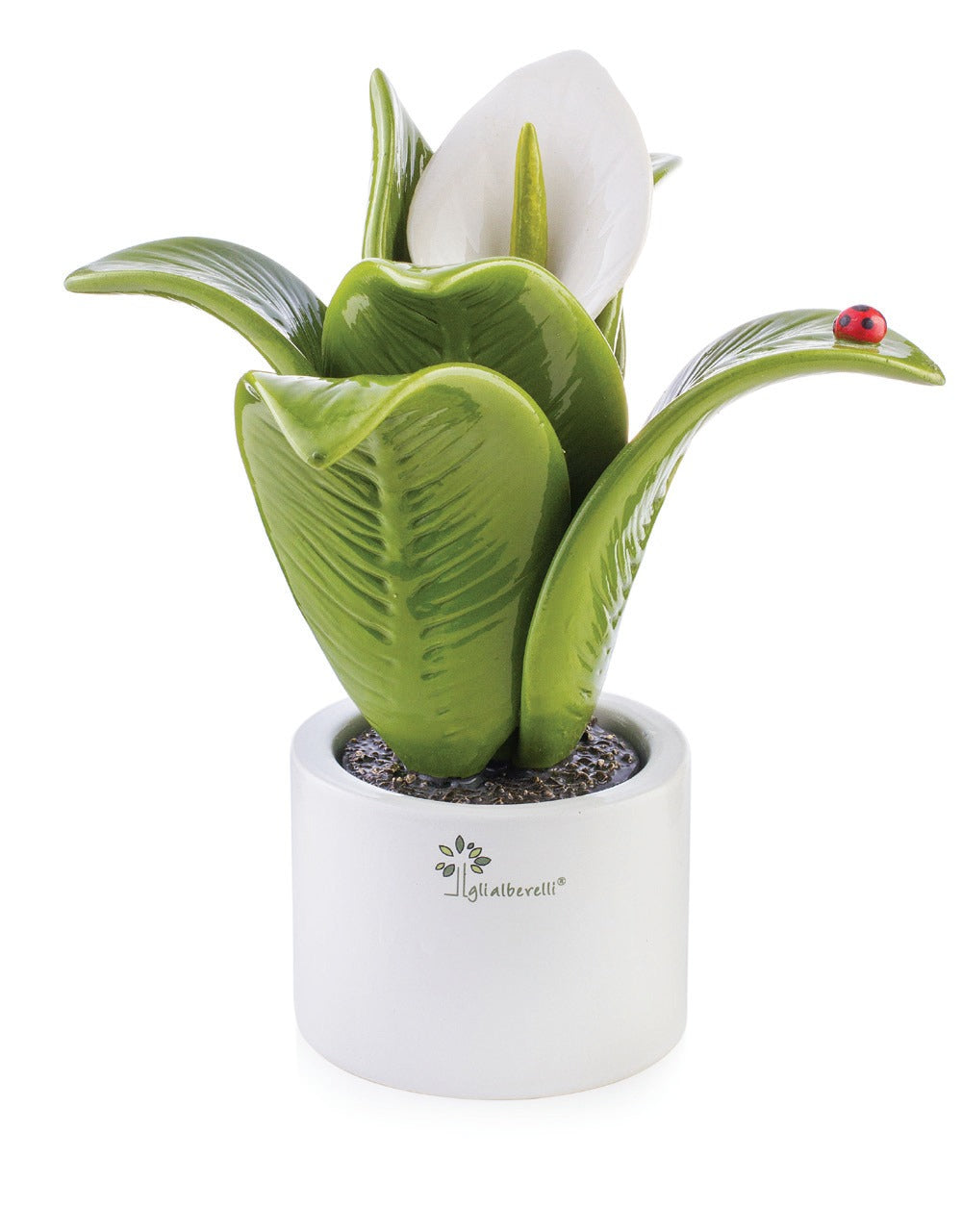 Gli Alberelli Piante Natura 16x25,5 cm Calla Ortensia Ibiscus Giacinto Mandevilla in Ceramica di Capodimonte Made In Italy 0903