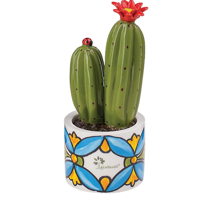 Gli Alberelli Piantine Amiche Cacktus Decoro Positano 14x22 cm in Ceramica Made In Italy