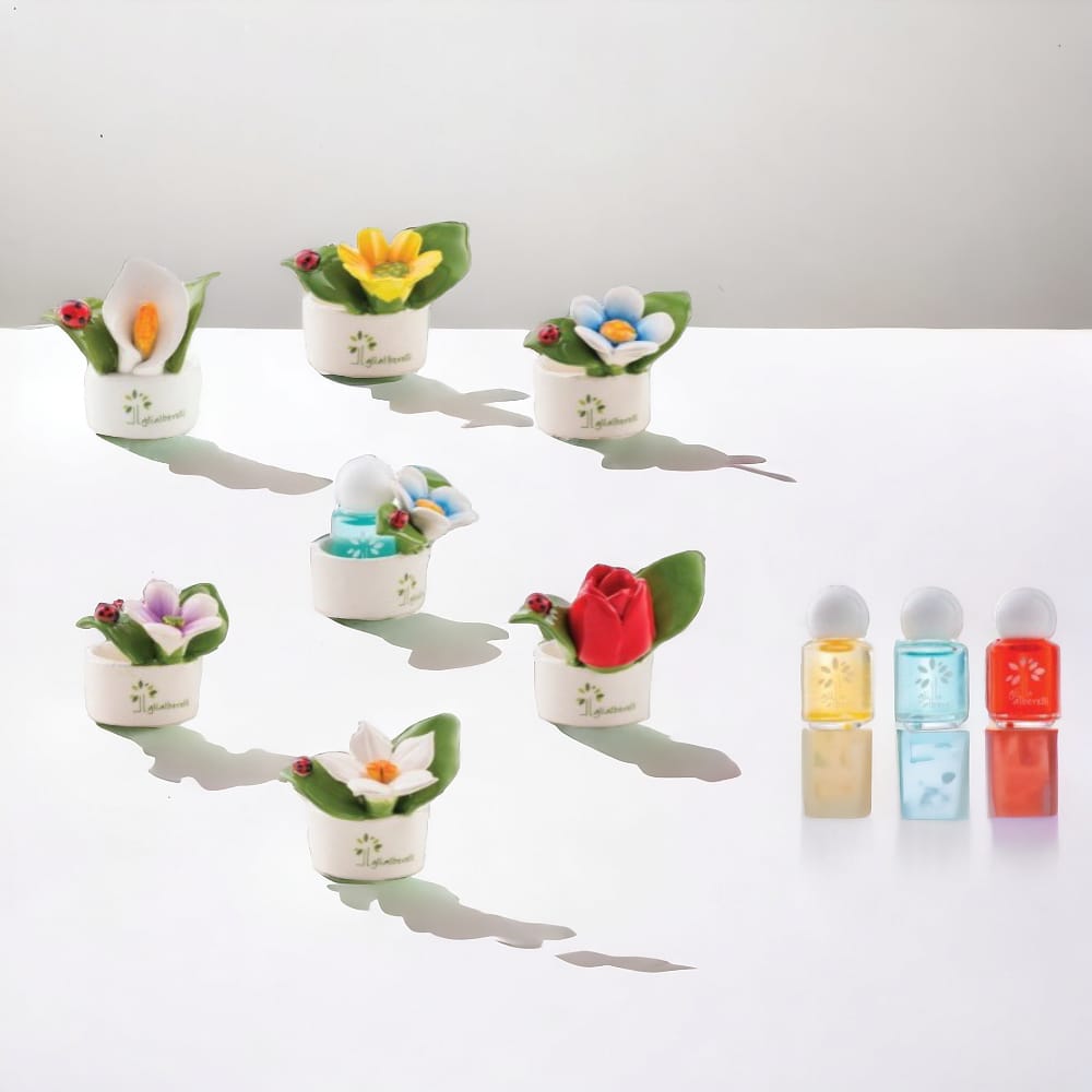 Micro Scented Capodimonte Ceramic Trees, Set of 6, 5x6 cm