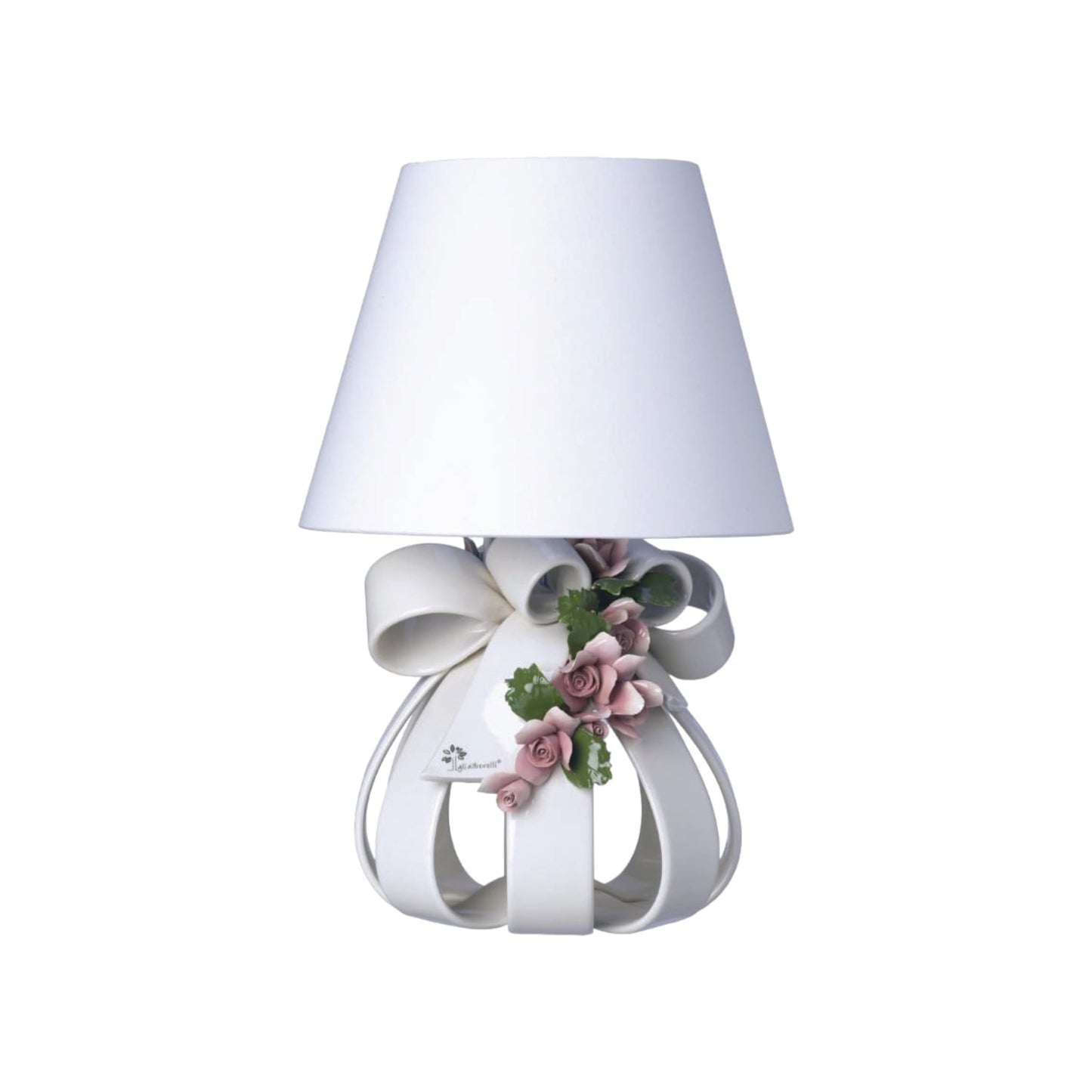 Gli Alberelli Sfera Bianca Decoro Rose Lampada 25x48cm Made Italy 0528RC