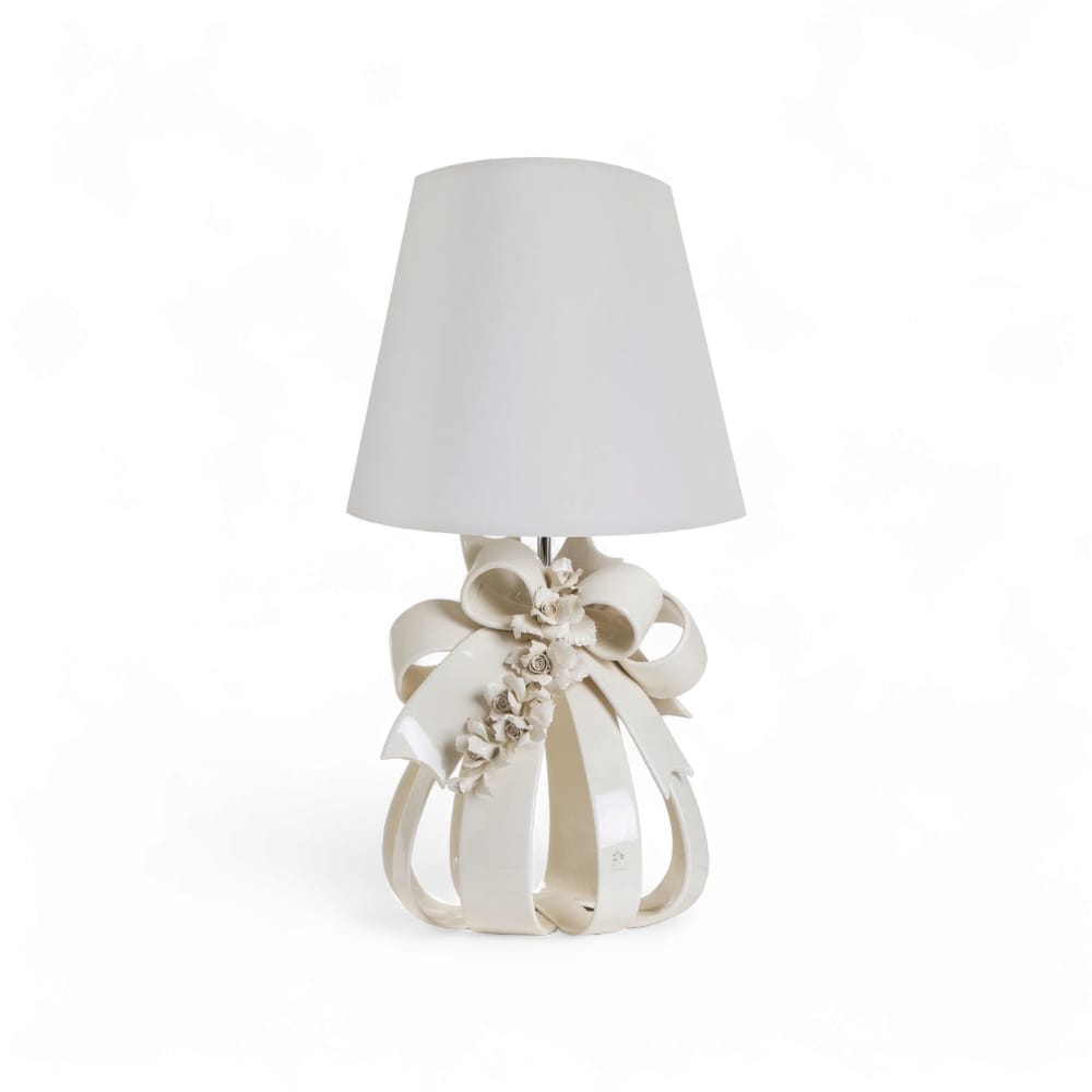 The Little Trees White Sphere Lamp with Capodimonte Roses 25x48 cm