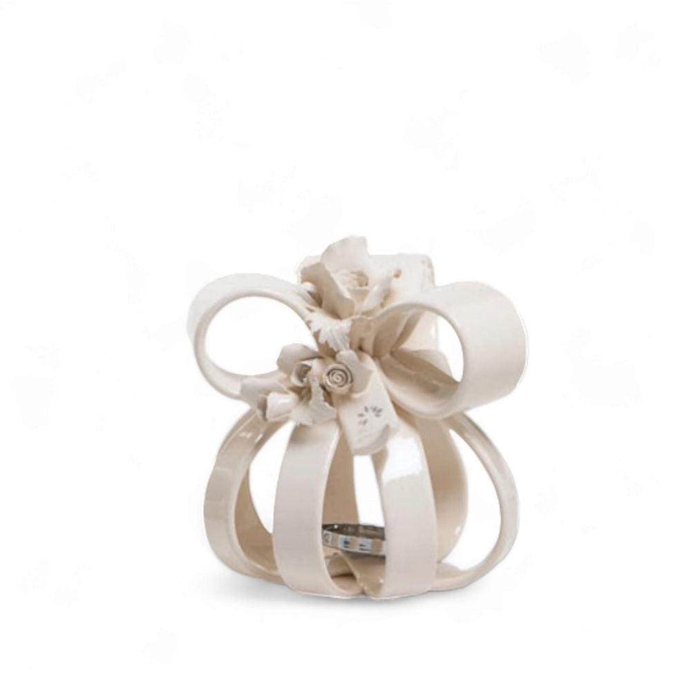 Gli Alberelli Sfera Bianca Decoro Rose Porta Candele Made Italy Classica