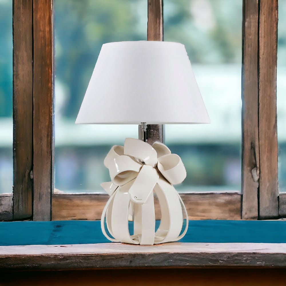 Gli Alberelli Sfera Nastri Colore Lampada 64/48 cm Bianca