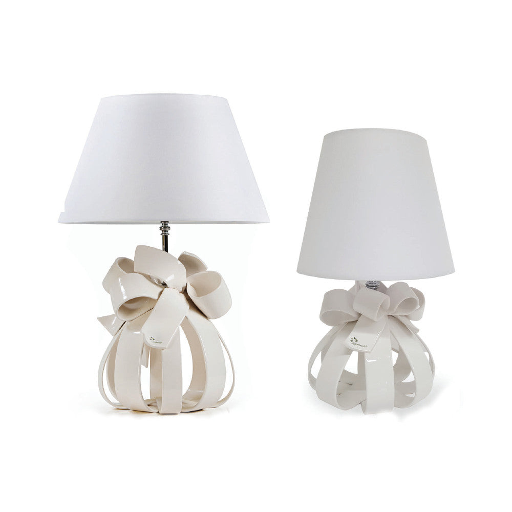 Gli Alberelli Sfera Nastri Colore Lampada 64/48 cm Bianca