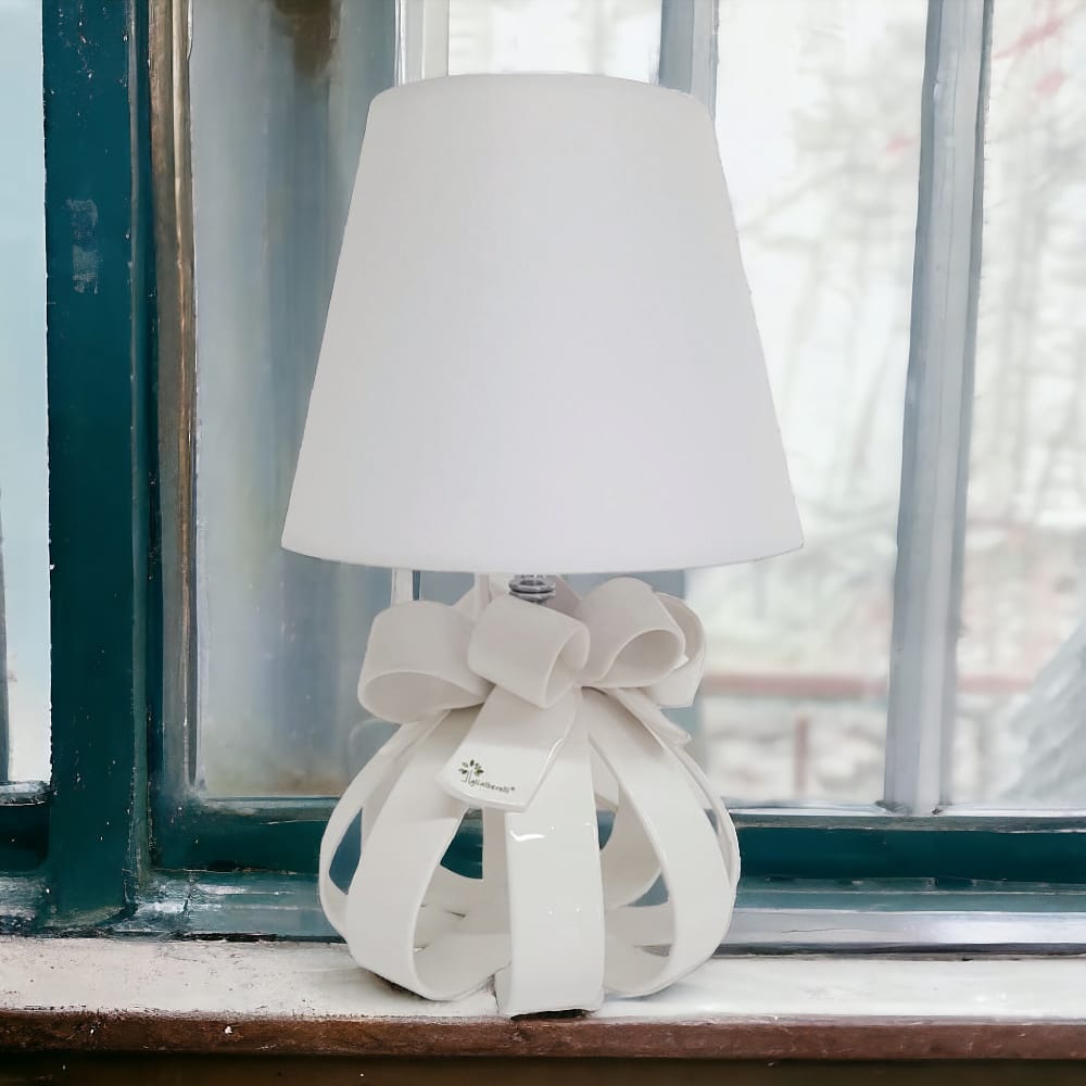 Gli Alberelli Sfera Nastri Colore Lampada 64/48 cm Bianca