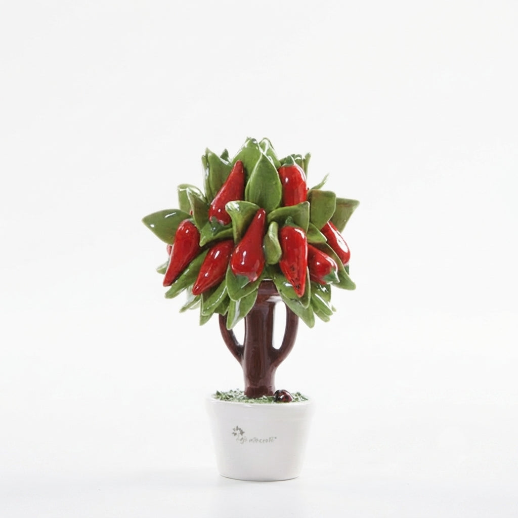 Gli Alberelli Albero Peperoncini Ceramica Capodimonte 11x16 cm