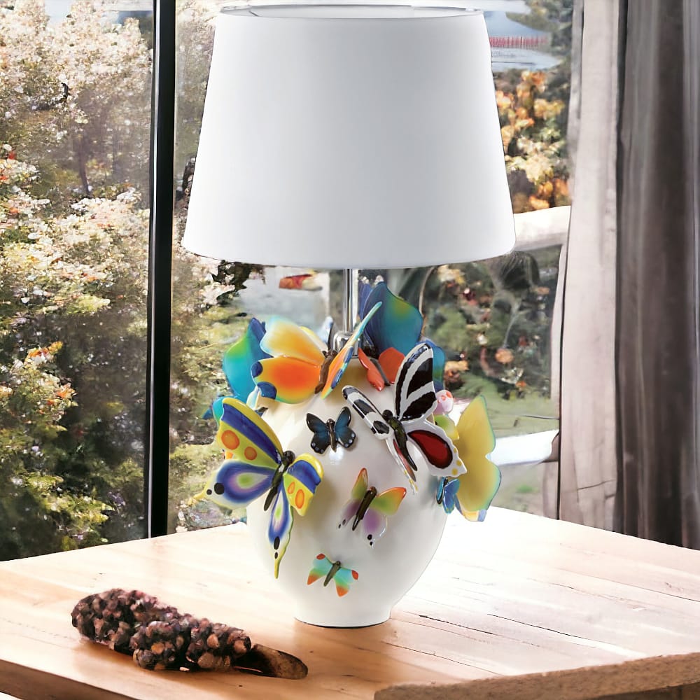 Gli Alberelli Lampada Uovo Farfalle con Paralume 0701 - 43 x 75cm