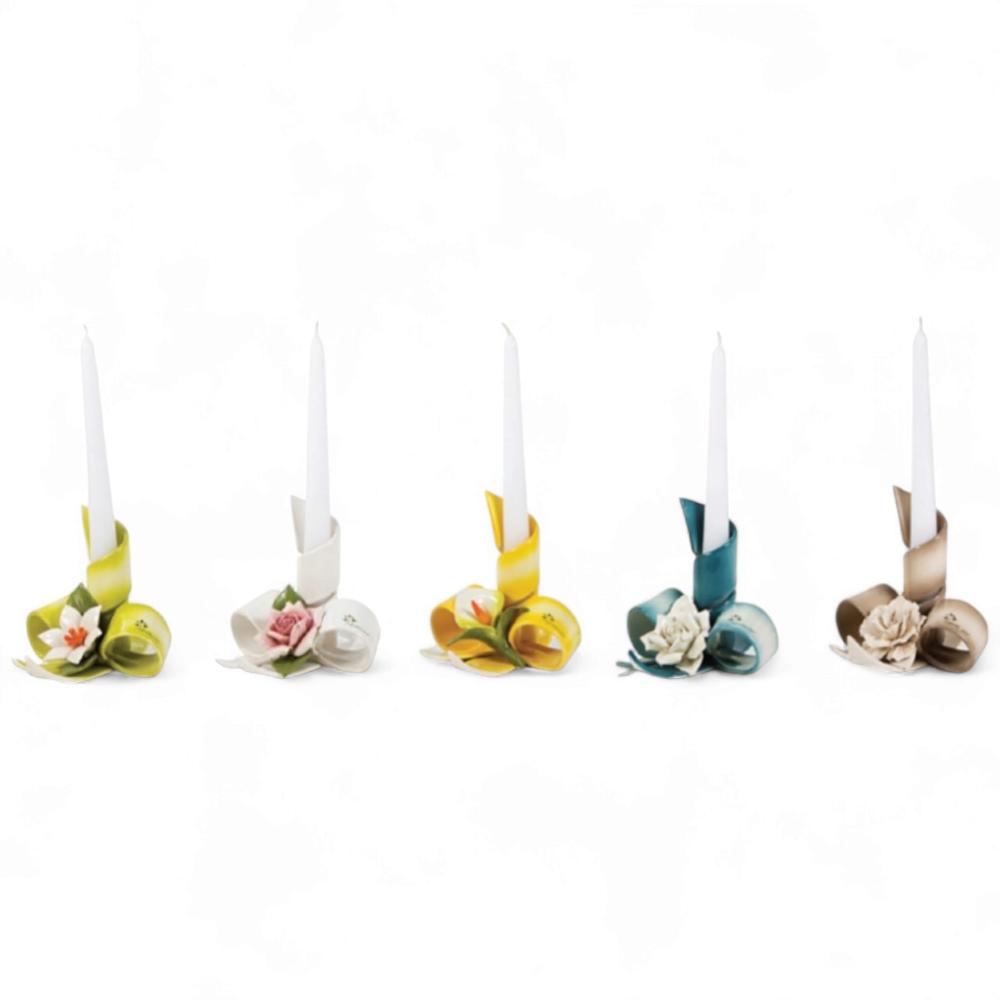 Gli Alberelli Porta Candele Fascia Ceramica colorate 0524 Frutti Fiori Cm 14