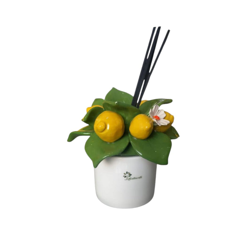 Gli Alberelli Profumatore Decoro Limoni in Ceramica di Capodimonte 14cm